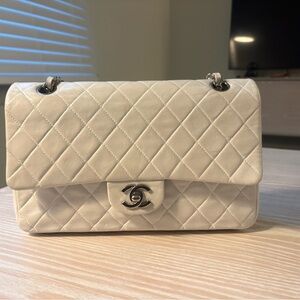 Chanel Classic White Quilted Shoulder Bag